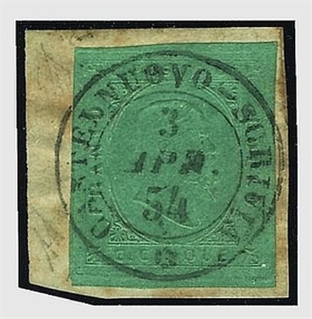 REGNO DI SARDEGNA ANNULLAMENTI - 1854, CASTELNUOVO-SCRIVIA (p.5) su 5 c.verde...