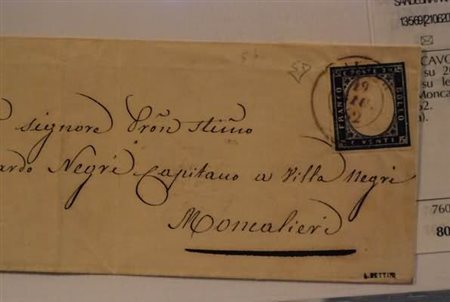 REGNO DI SARDEGNA ANNULLAMENTI - 1862, CAVOUR (p. 7) su 20 c. (15E) su...