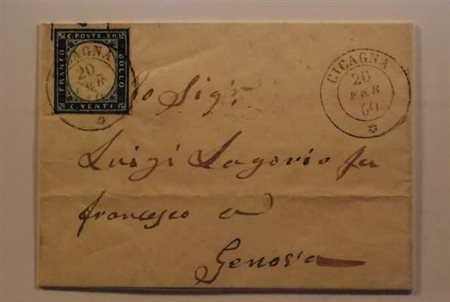 REGNO DI SARDEGNA ANNULLAMENTI - 1860, CICAGNA doppio cerchio (p.5) su 20...