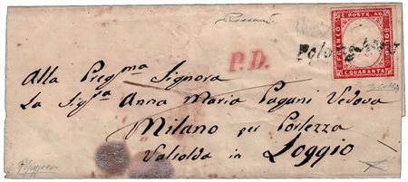 REGNO DI SARDEGNA ANNULLAMENTI - 1858, POLONGHERA lineare inclinato (p.13) su...