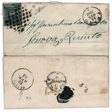 REGNO DI SARDEGNA ANNULLAMENTI - 1862, QUINTO doppio cerchio (p.R3) 12/1/62...