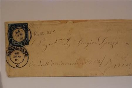 REGNO DI SARDEGNA ANNULLAMENTI - 1859, ROMAGNANO (p. 8) su 20 c. (15Aa) su...