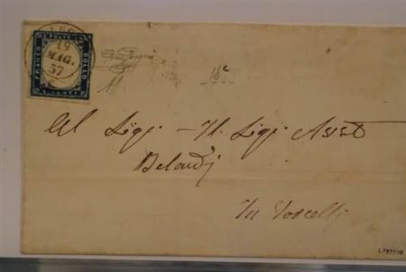 REGNO DI SARDEGNA ANNULLAMENTI - 1857, SALUGGIA (p. 10) su 20 c. (15)...