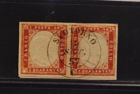 REGNO DI SARDEGNA ANNULLAMENTI - 1857, SPOTORNO doppio cerchio (p.10) su 40...