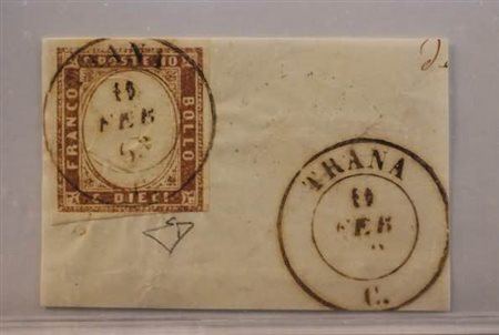 REGNO DI SARDEGNA ANNULLAMENTI - 1863, TRANA (p. 9) su 10 c. (14Dg) sfiorato...