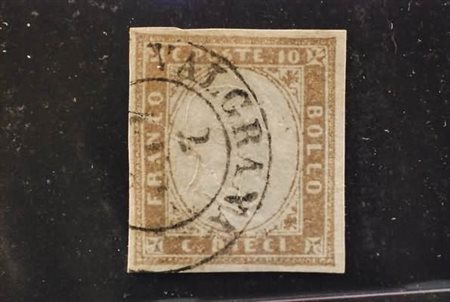 REGNO DI SARDEGNA ANNULLAMENTI - 1859, VALGRANA (p. 12) su 10 c. (14Ae)....
