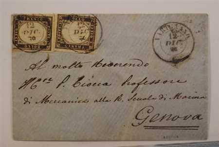 REGNO DI SARDEGNA ANNULLAMENTI - 1859, VARIGNANO (p. 8) su 10 c. (14A) due...