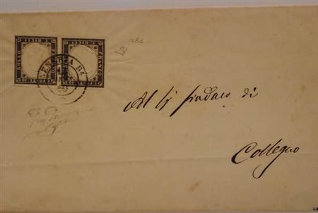 REGNO DI SARDEGNA ANNULLAMENTI - 1860, VENERIA R.e (p.6) su coppia da 10 c....