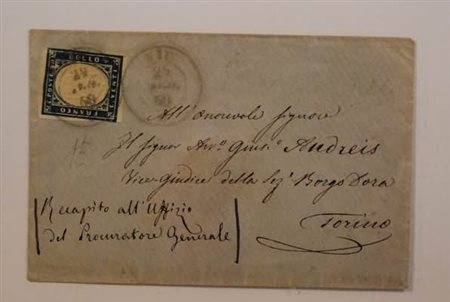 REGNO DI SARDEGNA ANNULLAMENTI - 1860, VIU' azzurro (p.13) su 20 c. azzurro...