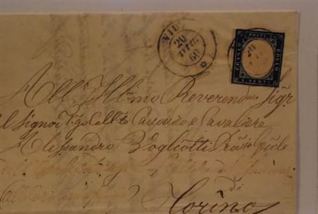 REGNO DI SARDEGNA ANNULLAMENTI - 1860, VIU', doppio cerchio azzurro (p.13) su...