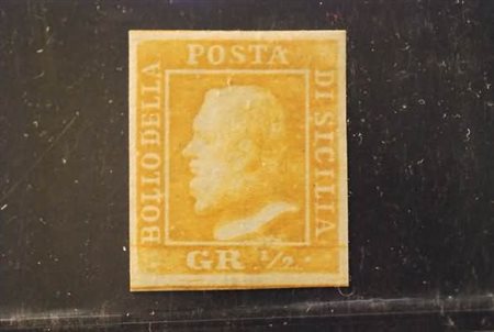 SICILIA - 1859, 1/2 gr. arancio I tavola (1) fresco e ben marginato....