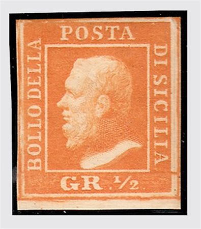 SICILIA - 1859, 1/2 gr. arancio II tavola (2) posizione n.92, bell'...