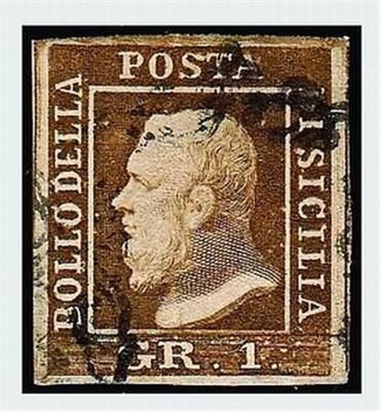 SICILIA - 1859, 1 gr. Bruno ruggine I tavola (3). Molto bello. (Cert....