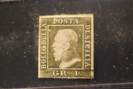 SICILIA - 1859, 1 gr.verde oliva chiaro, III tavola (5) fresco esemplare....