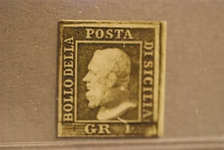 SICILIA - 1859, 1 gr. verde oliva, III tavola (5d). (Cert. Bottacchi).(GOMMA...