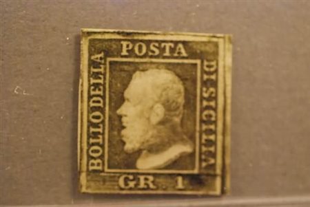 SICILIA - 1859, 1 gr. verde oliva, III tavola (5d). (Cert. Bottacchi).(GOMMA...