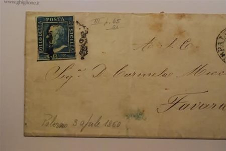 SICILIA - 1859, 2 gr. azzurro chiaro III tavola (8) su lettera da Palermo per...