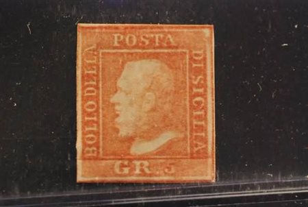 SICILIA - 1859, 5 gr.vermiglio chiaro, I tavola (10). (Ghiglione).(GOMMA...