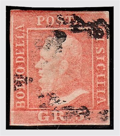 SICILIA - 1859, 5 gr vermiglio chiaro I tavola (10) usato. (Em.Diena -...