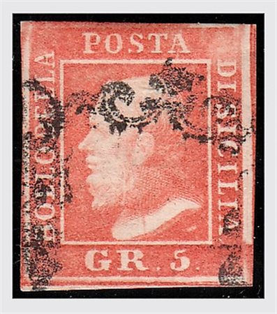 SICILIA - 1859, 5 gr.vermiglio II tavola (11) occupante la posizione n.69 nel...