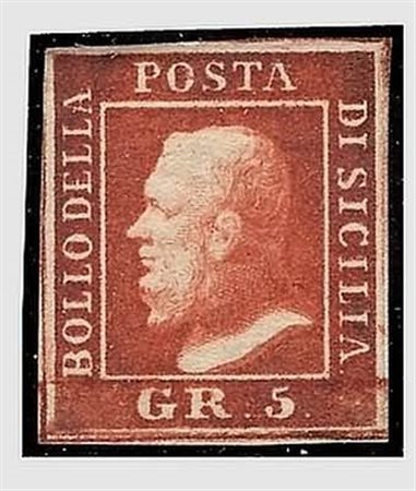 SICILIA - 1859, 5 gr. II tavola vermiglio vivo (11a). Fresco. (Ferchenbauer....