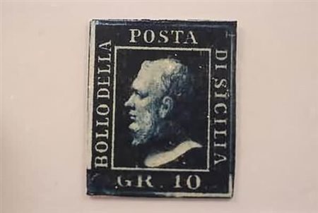 SICILIA - 1859, 10 gr. azzurro cupo (12) senza gomma.(SENZA GOMMA)
