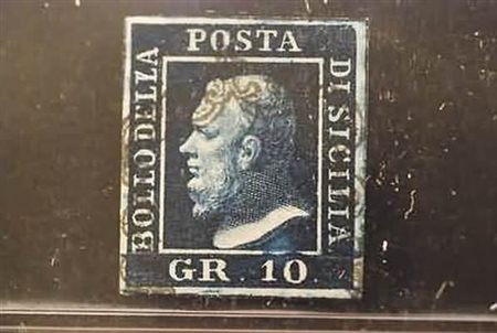 SICILIA - 1859, 10 gr. azzurro cupo (12), molto bello.(USATO)