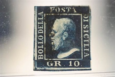 SICILIA - 1859, 10 gr. azzurro cupo (12). (A.Diena - G.Oliva).(USATO)