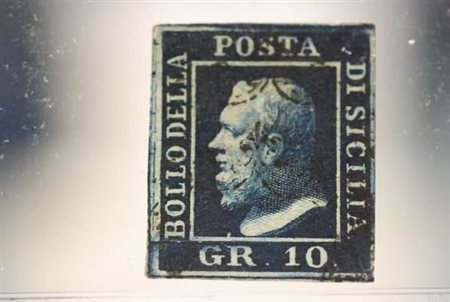 SICILIA - 1859, 10 gr. indaco (12b) bell'esemplare.(USATO)