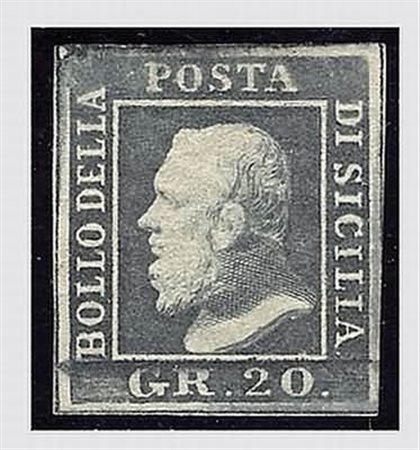 SICILIA - 1859, 20 gr. grigio ardesia (13). Da esaminare.(GOMMA ORIGINALE)