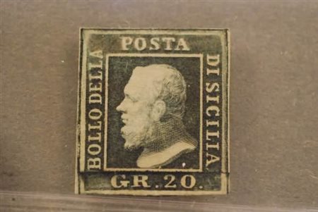 SICILIA - 1859, 20 gr. grigio ardesia (13).(SENZA GOMMA)