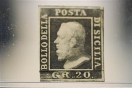 SICILIA - 1859, 20 gr. grigio ardesia (13) senza gomma. (Em. Diena, E....