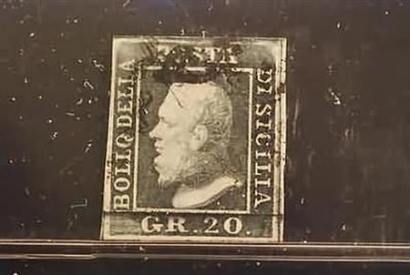 SICILIA - 1859, 20 gr. grigio ardesia (13). (Cert. Bottacchi).(USATO)