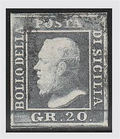 SICILIA - 1859, 20 gr. grigio ardesia (13). (A. Diena).(USATO)