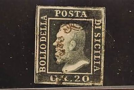 SICILIA - 1859, 20 gr ardesia scuro (13c) (Em. Diena, Timbrino Bela Szekula,...