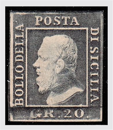 SICILIA - 1859, 20 grana ardesia violaceo (13d) ben marginato. (A.Diena -...