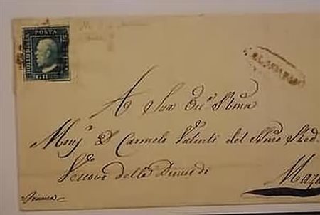 SICILIA ANNULLAMENTI - 1859, CALATAFIMI ovale senza fregi, rosso + ferro di...