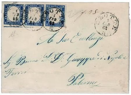 SICILIA ANNULLAMENTI - 1863, GROTTE cerchio sardo italiano (p.12) su 15 c....