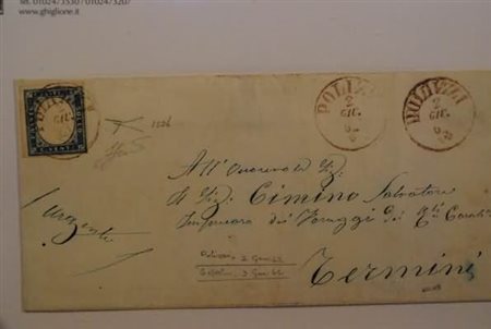 SICILIA ANNULLAMENTI - 1862, POLIZZI cerchio sardo italiano rosso (p.9) su...