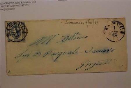 SICILIA ANNULLAMENTI - 1863, SAMBUCA cerchio sardo italiano (p.8) su 15 c....