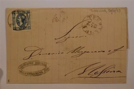 SICILIA ANNULLAMENTI - 1863, TERRANOVA cerchio sardo italiano (p.8) su 15 c....