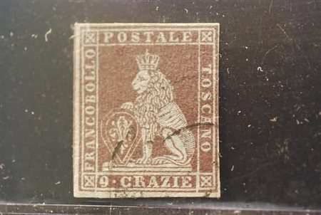 TOSCANA - 1851, 9 cr.viola bruno violaceo su azzurro (8b). (Cert....