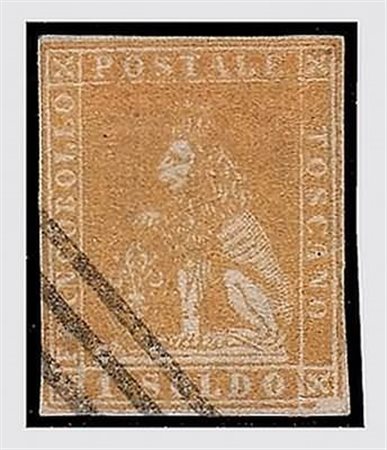 TOSCANA - 1857, 1 soldo ocra (11) con buoni margini. (Em. Diena. Cert. E....