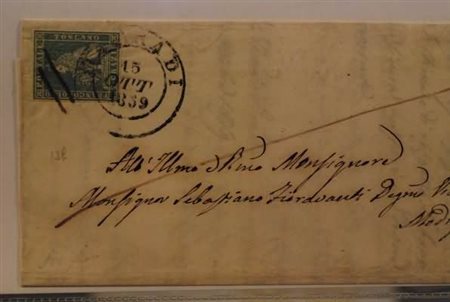 TOSCANA - 1858, 2 cr. azzurro grigio verdastro (13a) su lettera da Marradi...