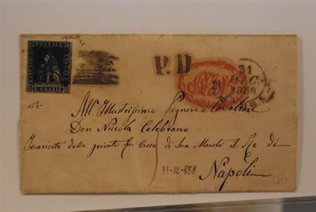 TOSCANA - 1858, 6 cr.azzurro cupo (15b) su lettera diretta a Napoli il...