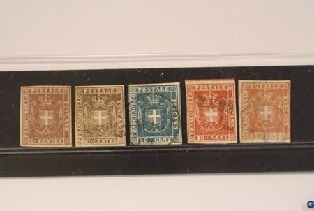TOSCANA - 1860, Governo provvisorio, 5 valori della serie (17 - 19/22) con...