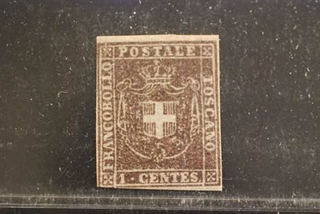 TOSCANA - 1860, Governo provvisorio, 1 c. violetto bruno (17) con piena gomma...