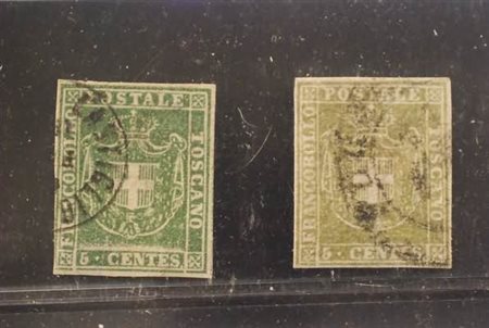 TOSCANA - 1860, Governo provvisorio, 5 c. verde (18) e 5 c. verde oliva...