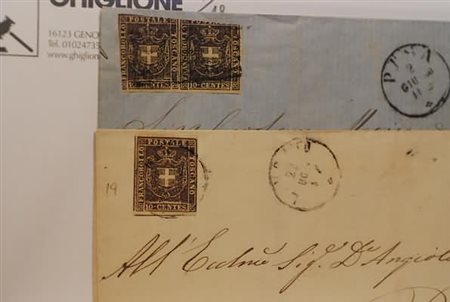 TOSCANA - 1860, Governo provvisorio, 10 c. (19) 2 lettere: una con coppia...