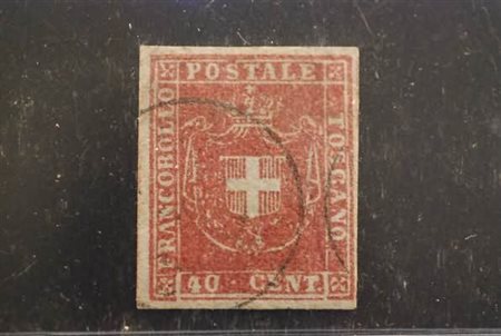 TOSCANA - 1860, Governo provvisorio, 40 c. carminio rosa (21b) ben marginato....